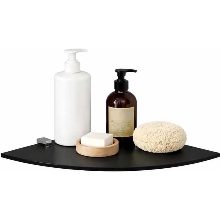 HOOZ Wandregal Eckregal aus Sicherheitsglas mit Halterung - Schwarz 35 x 35 x 0,6 cm, 1-tlg, mit geschliffenen Kanten – Bild 1