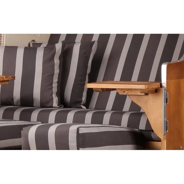 Strandkorb Komplettset - bene living - Schleswig Pinie - PE mokka - Modell 554 – Bild 4
