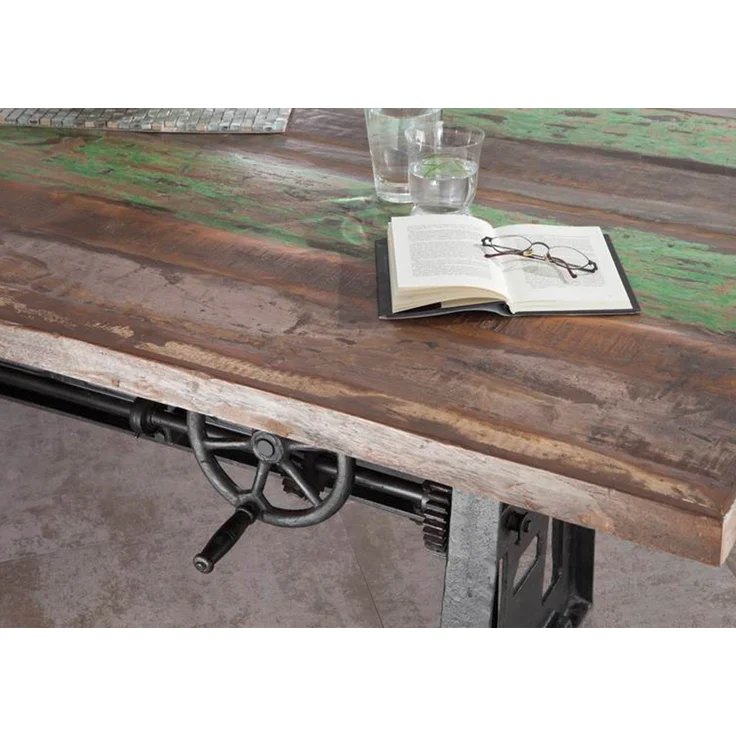 Esstisch Altholz höhenverstellbar 200x100x75-105 mehrfarbig lackiert INDUSTRIAL #23 – Bild 11