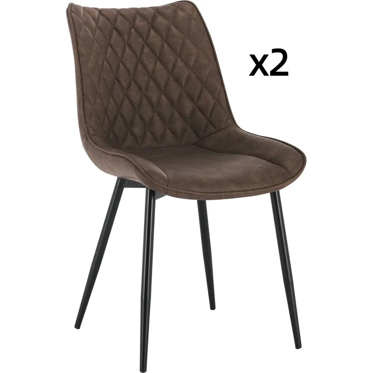 Essstuhl 46 x 40,5 x 85,5 cm im 2er-Set aus braunem Kunstleder mit ergonomischer Rückenlehne – Bild 7