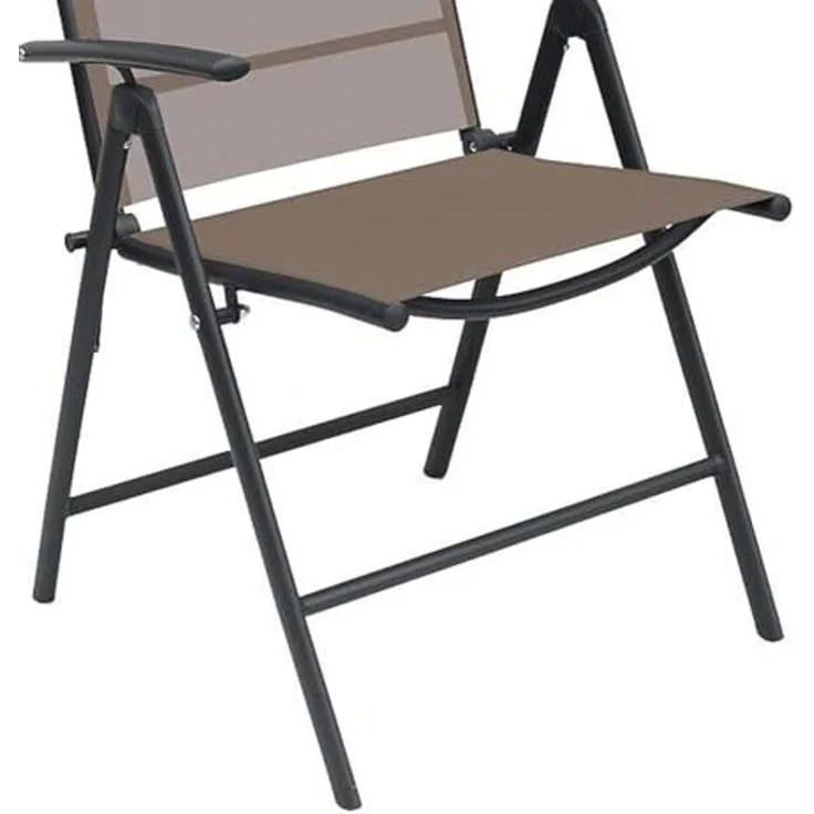Hochlehner Klappstuhl Gartenstuhl Textilen Anthrazit Schokobraun 7 Pos – Bild 5