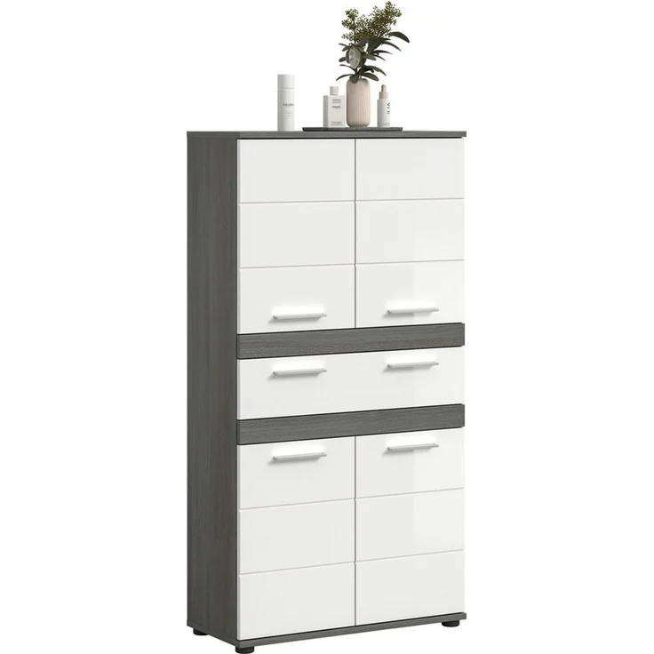 welltime Hochschrank LUCCA, Höhe 137cm, 4 Türen, 1 Schubkasten, 4 Fächer (in verschiedenen Farben erhältlich, große Typenauswahl) Badschrank, Badmöbel, Badezimmer, Universalschrank, Mehrzweckschrank – Bild 1