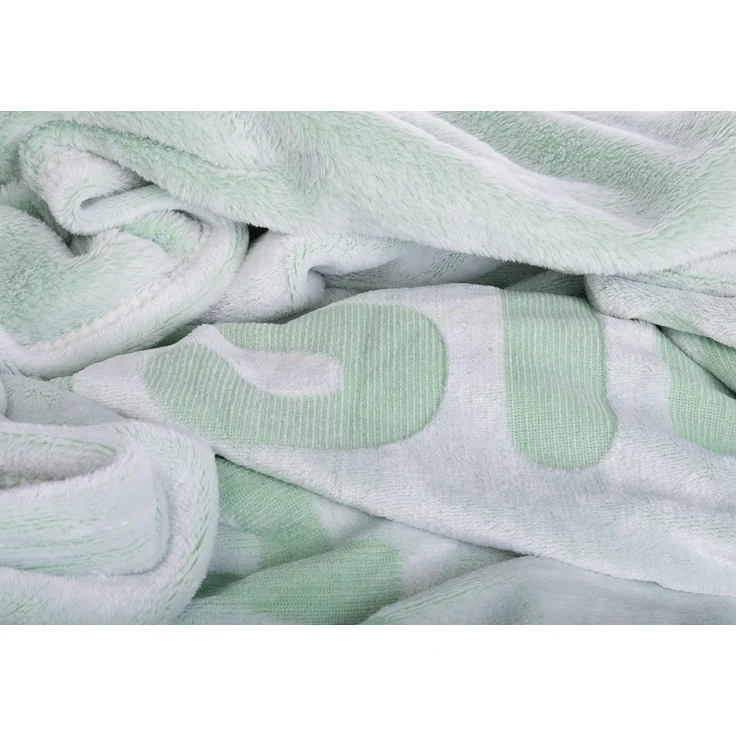 Sansibar 'Sylt' Wohndecke im Hochtief Design, Mikrofaserfleece offwhite / light green, 150x200 cm – Bild 5