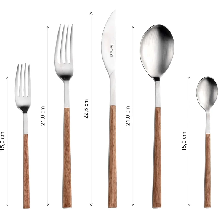 PINTINOX Besteck-Set Sushi (30-tlg), 6 Personen, Edelstahl 18/0, Kunststoff, Satiniert mit Kunststoffgriff in Holz-Optik – Bild 2