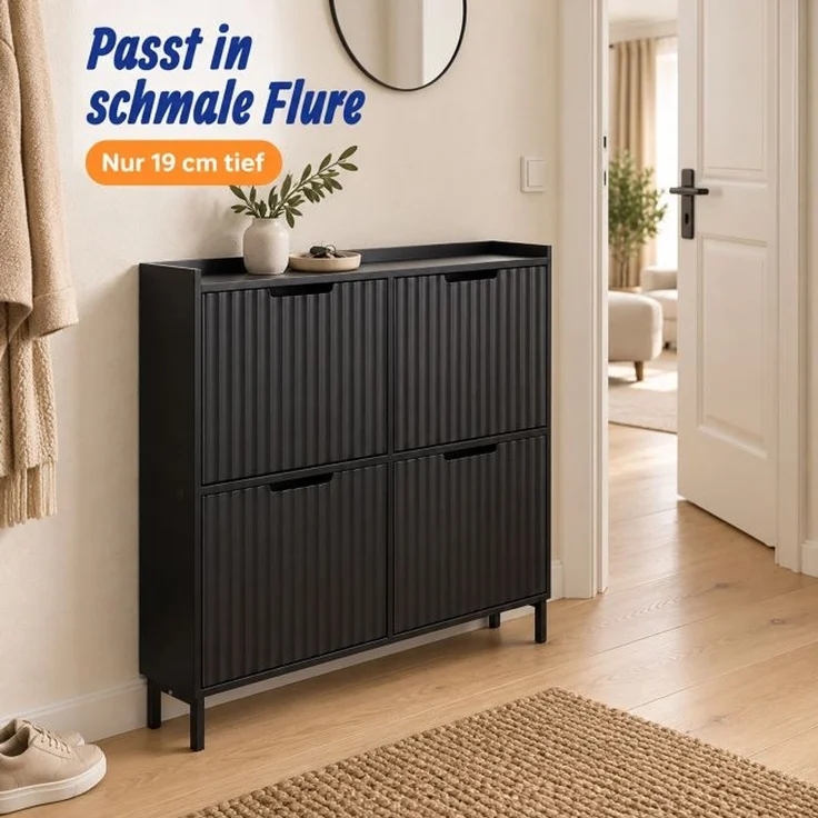 Relaxdays Schuhkipper geriffelt mit 4 Fächern – Bild 2