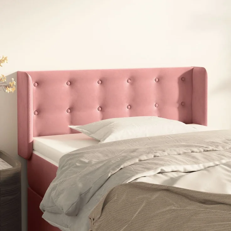 vidaXL Kopfteil mit Ohren Rosa 103x16x78/88 cm Samt 3119249 – Bild 1