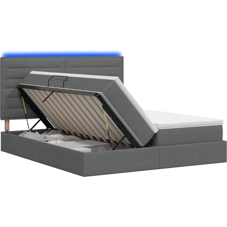 vidaXL LED-Speicherbett mit Matratze Dunkelgrau 180 x 200 cm Stoff 3460219 – Bild 2