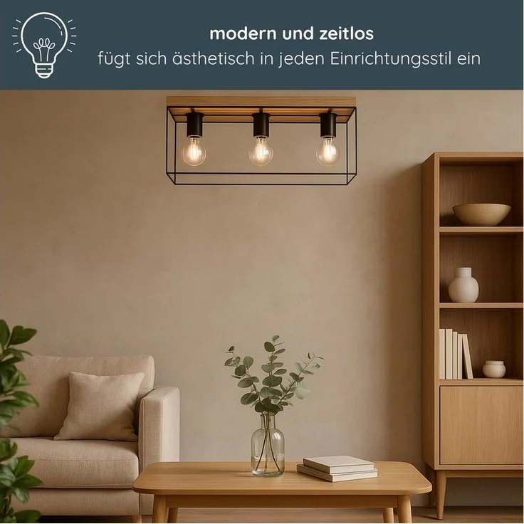 MeLiTec LED Deckenleuchte Holz Deckenbeleuchtung Gretter D130, Holz Deckenleuchte Gretter D130 – Bild 3