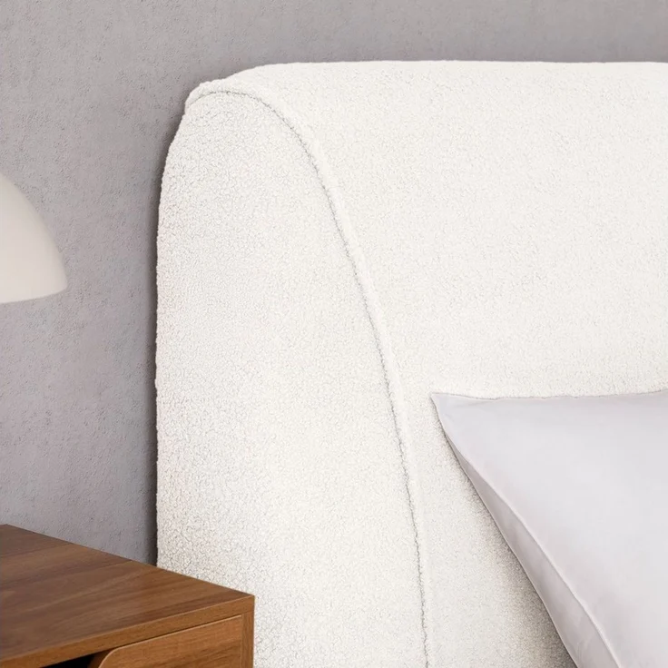 IDIMEX Polsterbett PATERNA, Doppelbett 180x200 cm mit Lattenrost und Polsterung Bouclé Stoff weiß – Bild 2