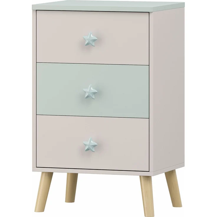 Kinderkommode Sandnes mit 3 Schubladen 62x38x30 cm Weiß/Mintgrün [en. casa] – Bild 3
