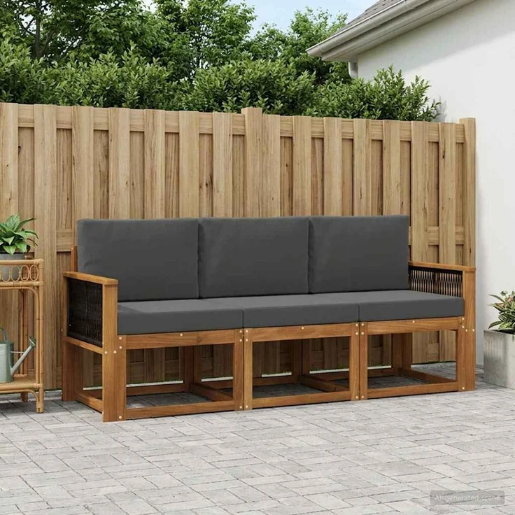 vidaXL Outdoor-Sofagarnitur 3 stk. 3-Sitzer Natur und Anthrazit 3384953 – Bild 1