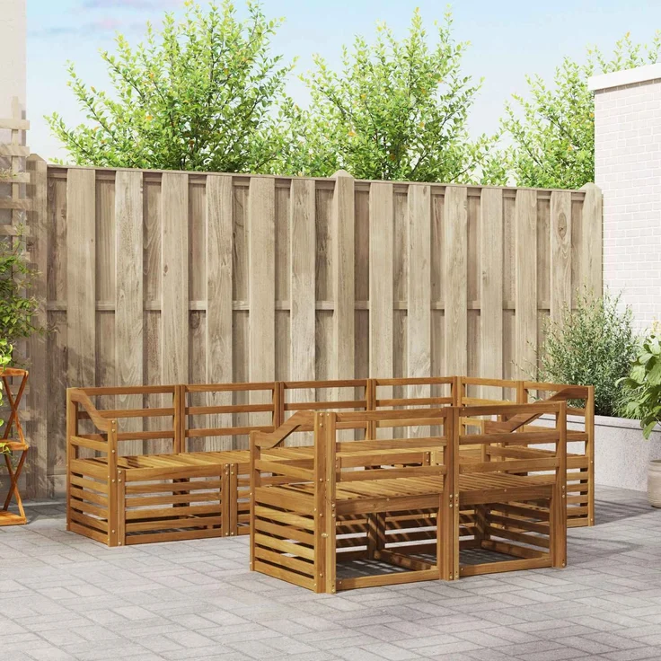 vidaXL Outdoor-Sofagarnitur 7 stk. 7-Sitzer Natur Massivholz Akazie 3374984 – Bild 1