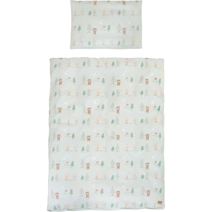 roba Bettwäsche 'Woodland Buddies' - Bezug für Decke 100 x 135 cm + Kissen 40 x 60 cm - Pastellgrün