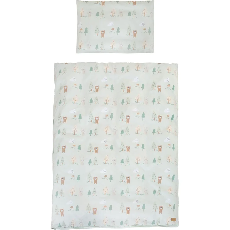 roba Bettwäsche 'Woodland Buddies' - Bezug für Decke 100 x 135 cm + Kissen 40 x 60 cm - Pastellgrün – Bild 1
