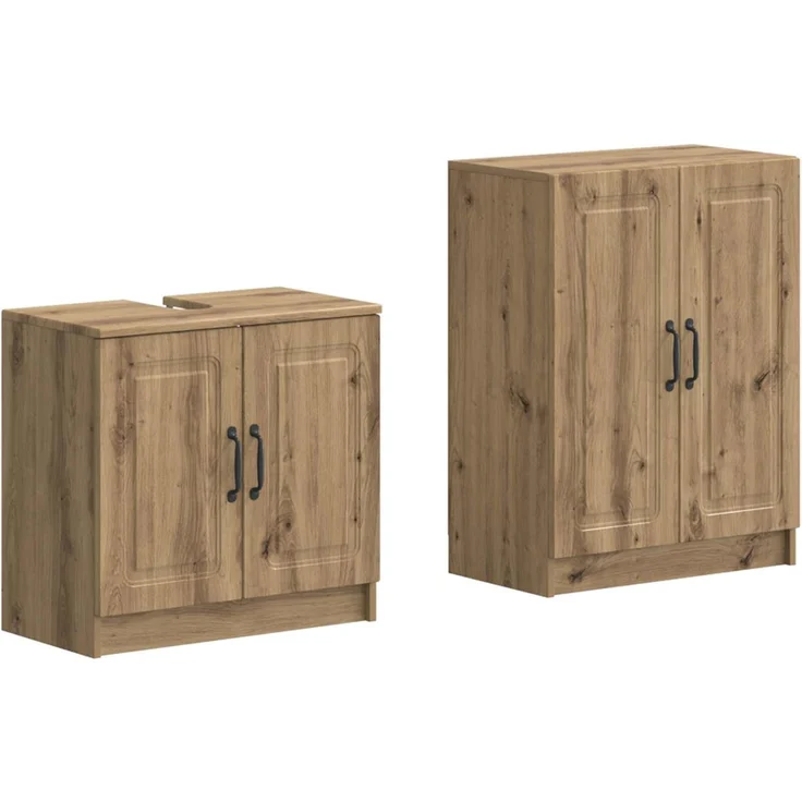 vidaXL 2-teiliges Badezimmer Schrank Set UTRECHT Artisan-Eiche 3417656 – Bild 2