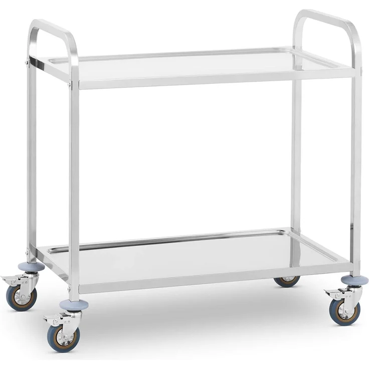 Royal Catering Servierwagen 2 Borde Edelstahl Teewagen Küchenwagen Gastro 4 Räder bis 160 KG – Bild 1