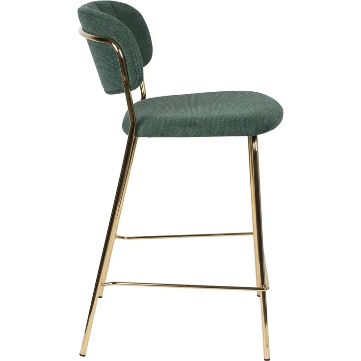 Barhocker Jolien im 2er-Set, Dunkelgrün mit goldenem Metallgestell, gepolstert, Stoffbezug, Sitzhöhe 65 cm – Bild 3