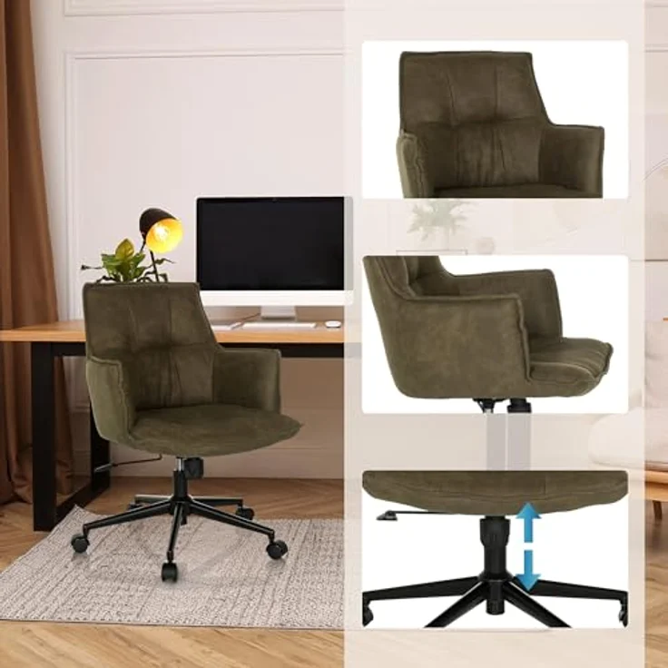 hjh LIVING Homeoffice Stuhl gepolstert SOLAO Life Schreibtischstuhl höhenverstellbar, Stoffbezug Grün – Bild 6