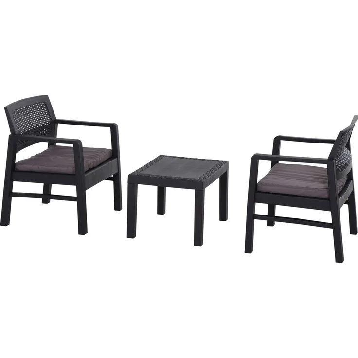 Progarden Balkon Set Kraka 3-tlg anthrazit Sitzgruppe Gartenmöbel Set Essgruppe – Bild 2