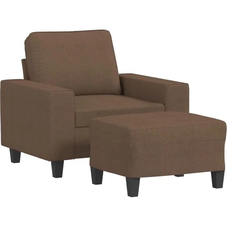 vidaXL Sessel mit Hocker Braun 60 cm Stoff 3201146