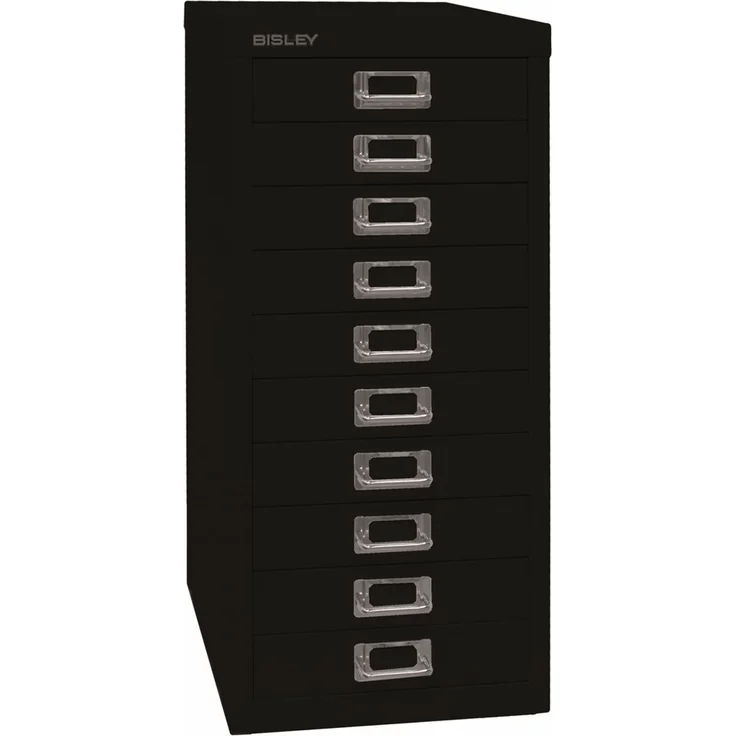 Bisley Multidrawer Schubladenschrank aus Metall mit 10 Schubladen DIN A4 ohne Sockel - Farbe: Schwarz, L2910-633 – Bild 1