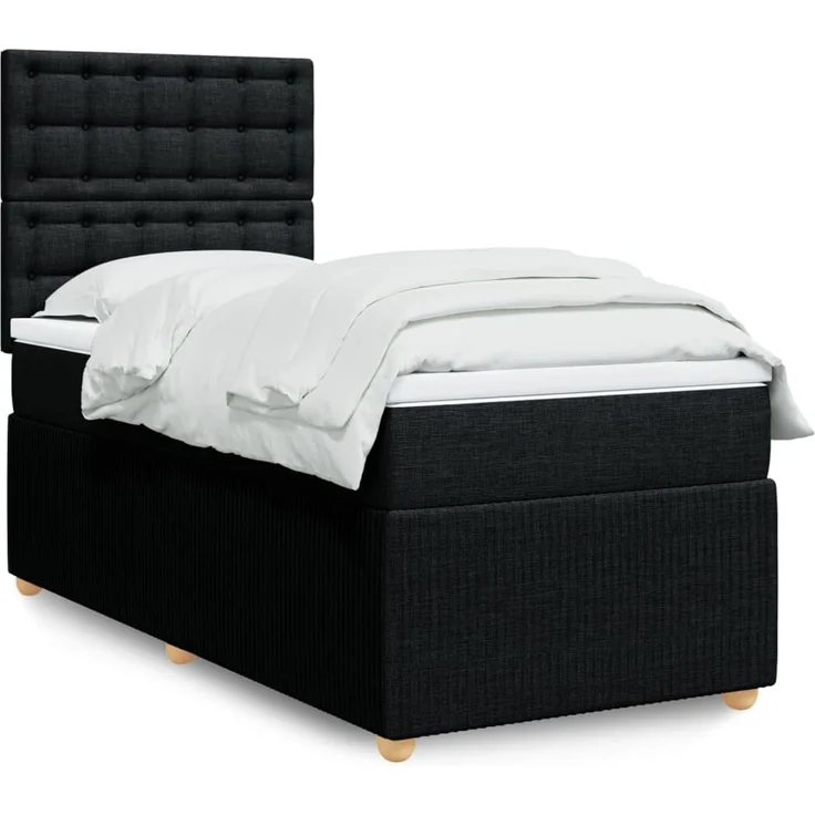 vidaXL Boxspringbett mit Matratze Schwarz 80x200 cm Stoff 3294199 – Bild 1