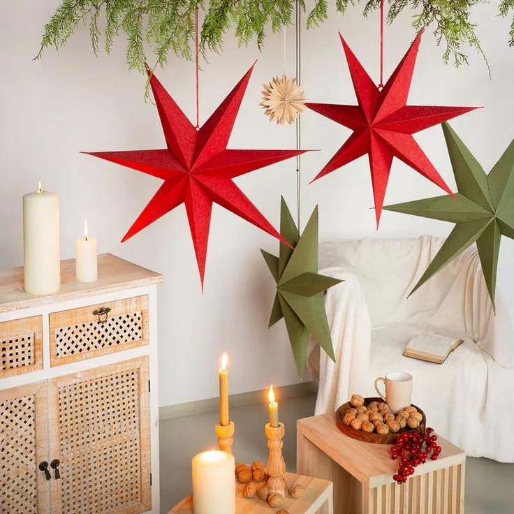 Florists Products Christbaumschmuck Zauberhafter Papierstern mit Jute für festliche