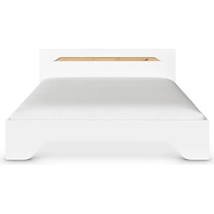 Rauch Möbel Alabama, Bett, Doppelbett für Schlafzimmer, Jugendzimmer, Gästezimmer, Kinderzimmer, Kopfteil mit elegantem Holz-Akzent, Liegefläche 180x200, Farbe Weiß, Maße 185 x 85 x 206 cm – Bild 5