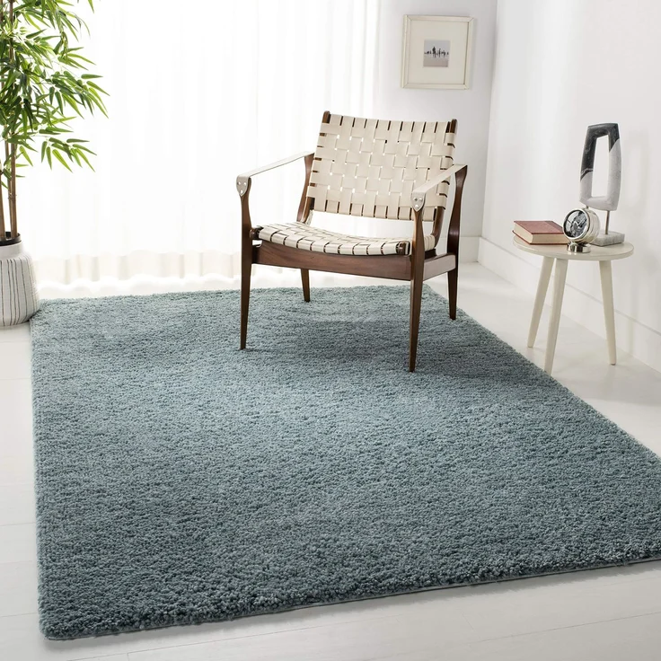 SAFAVIEH Zottelig Teppich für Wohnzimmer, Esszimmer, Schlafzimmer - August Shag Collection, Kurzer Flor, Aqua, 160 X 229 cm