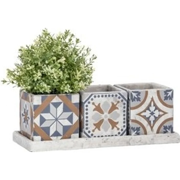 esschert design Blumentopf, Blumentopf Set mit Untersetzer Portugiesische Kacheln Breite 36cm – Bild 4