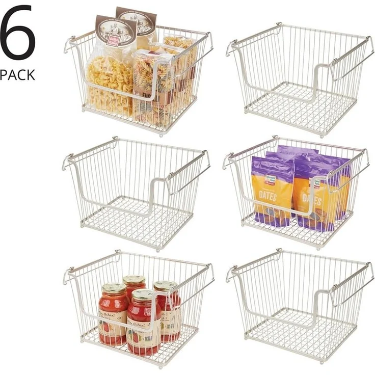mDesign Ablagebox Gitterbox Drahtkorb Aufbewahrung 6er Set Metall Mattsilber – Bild 4