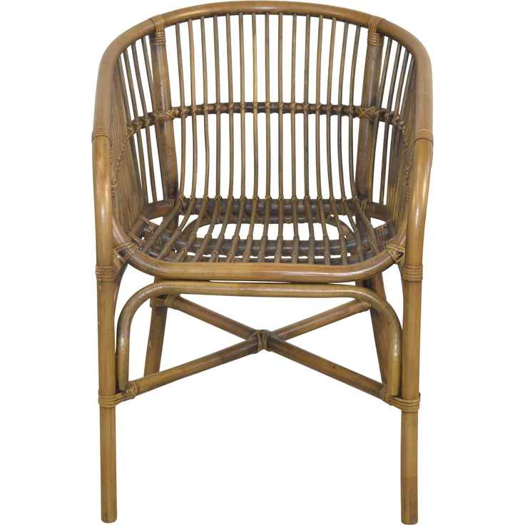 Rattansessel handgefertigt, mit Armlehnen, kaffeebraun lackiert – Bild 4