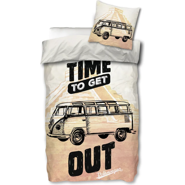 BERONAGE Wendebettwäsche VW Volkswagen Bulli Time Out Bettwäsche Linon / Renforcé 069 Bettbezug, 100% Baumwolle, 2 teilig, 135x200 + 80x80 cm – Bild 4
