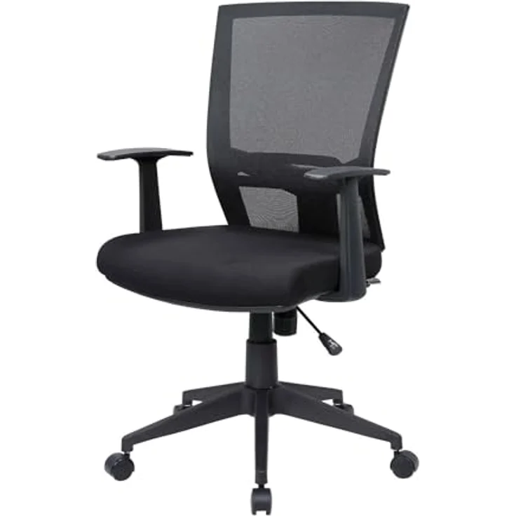 Dmora - Stuhl mit Rädern Palmerston, Mesh-Chefsessel mit Armlehnen, ergonomischer Bürositz, 59x64h96/106 cm, Schwarz – Bild 2