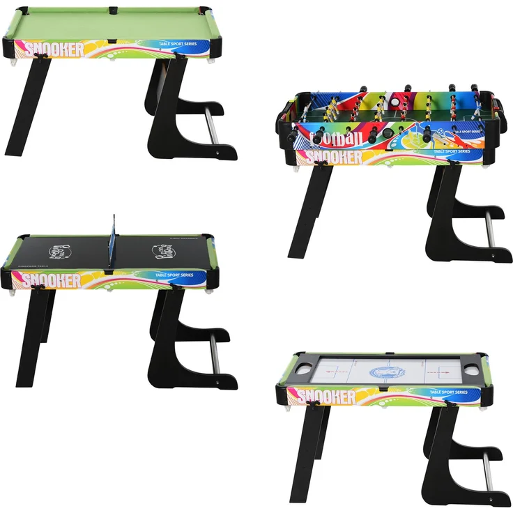 MELAYR, Mini-Klapp-Multispieltisch 4 in 1 mit Tischfußball, Eishockey, 86 x 5 x 43 cm, Bunt – Bild 2