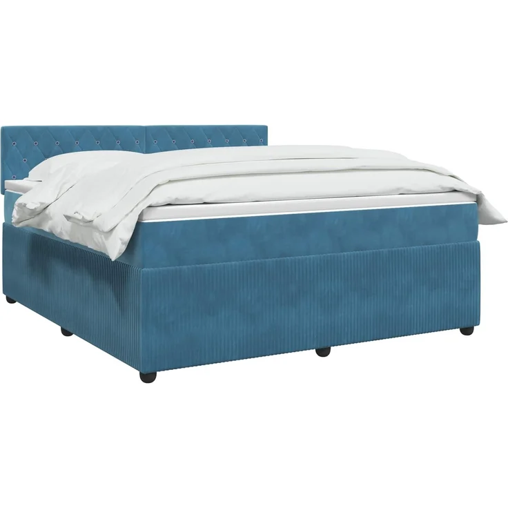 vidaXL Boxspringbett mit Matratze Dunkelblau 180 x 200 cm Samt 3451725 – Bild 3