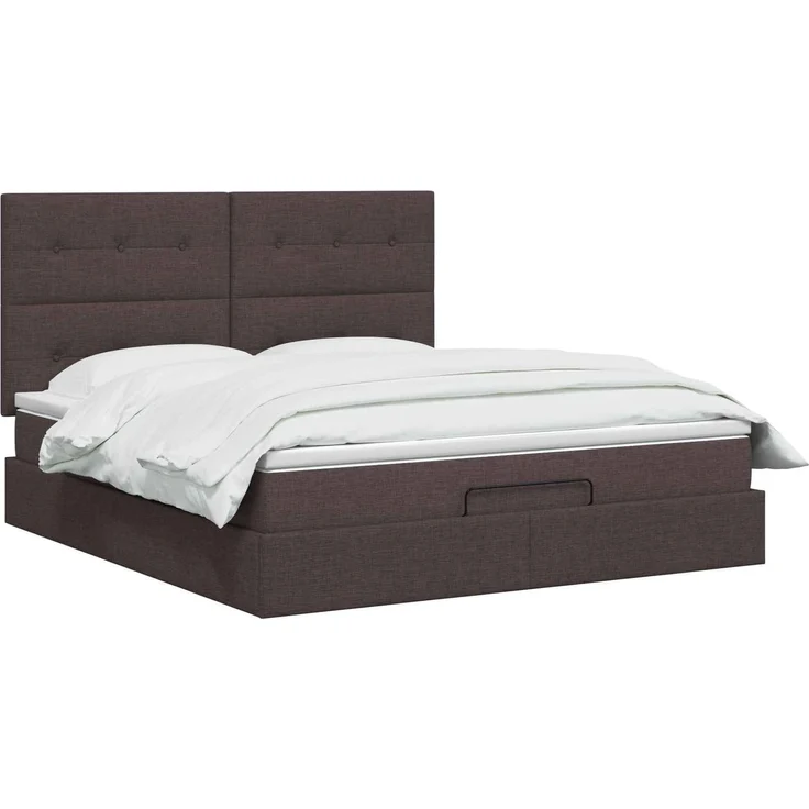 vidaXL Ottoman Bett mit Matratze Dunkelbraun 140 x 200 cm Stoff 3457497 – Bild 3