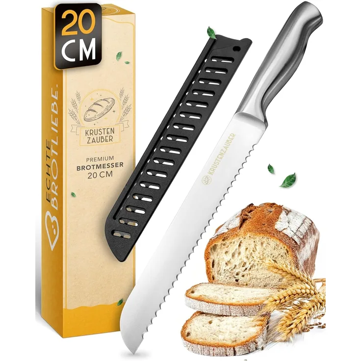 Krustenzauber Brotmesser Brotmesser mit Wellenschnitt aus Edelstahl - 20 & 26cm Küchenmesser