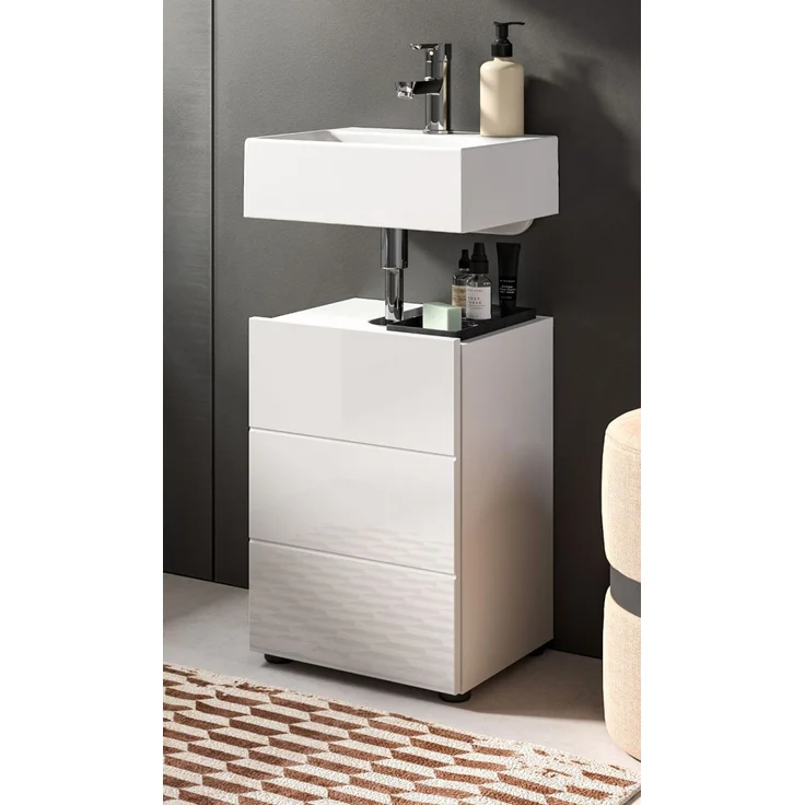 Waschbeckenunterschrank Larik in weiß Hochglanz 38 cm – Bild 1