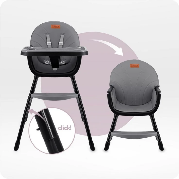 MoMi Kinderstuhl Reki, 2in1 Hochstuhl mit 5-Punkt-Gurt bis 20 kg – Bild 4