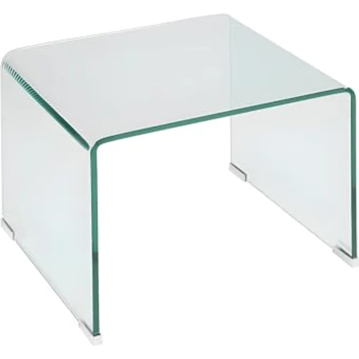 Vente-Unique Nachttisch Suzana, Transparent, Rechteckig aus Sicherheitsglas, 40x40x50 cm, modernes Design für das Schlafzimmer