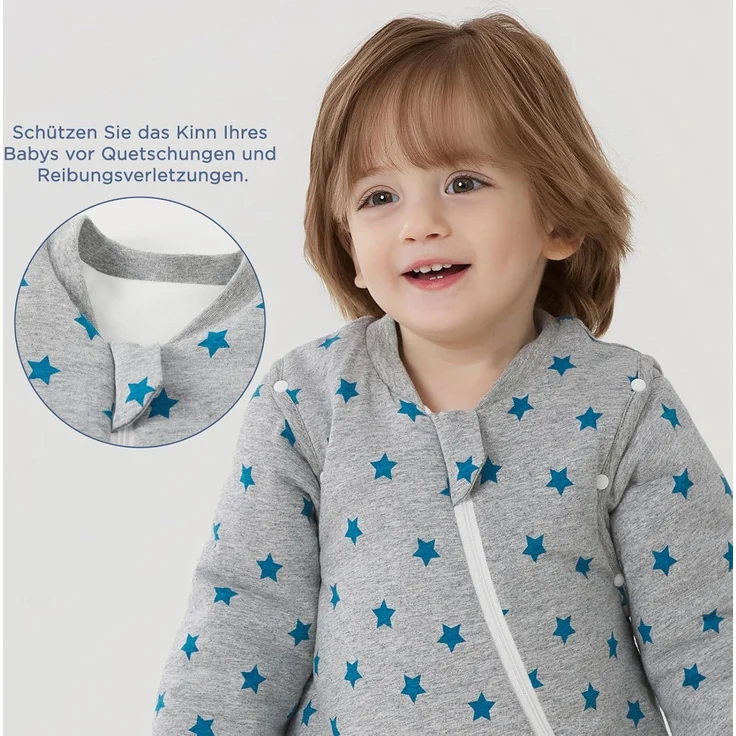 Duomiaomiao Baby Schlafsack mit Füßen 3.5 tog, winterschlafsack 100% Baumwolle Baby, Mädchen mit Schlafsack, Cartoon-Laub (Pentagramm/65CM) – Bild 2