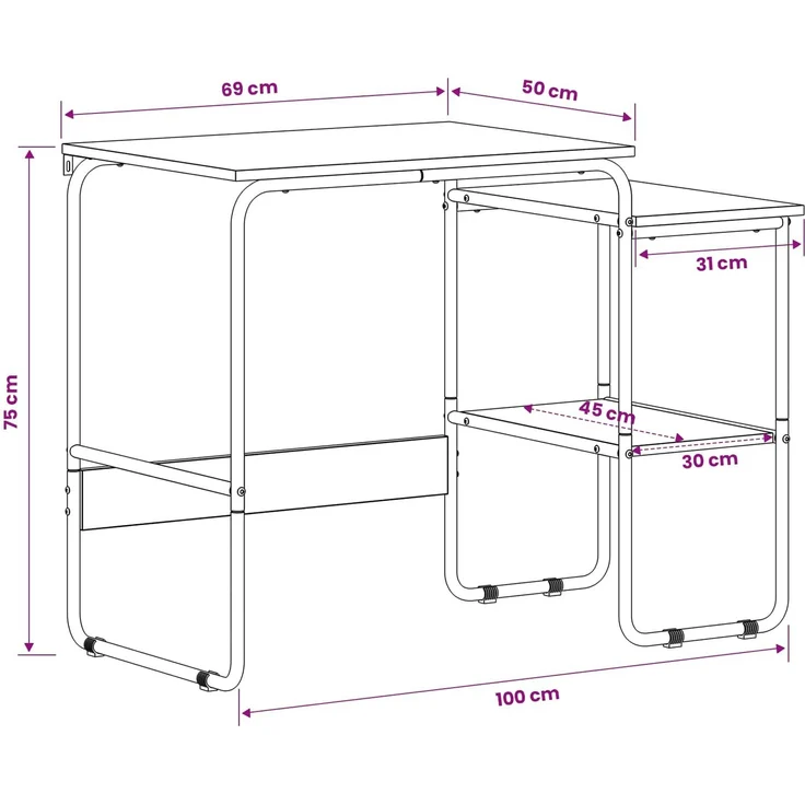 vidaXL Schreibtisch mit Stauraum Räuchereiche 100 x 50 x 75 cm 8007992 – Bild 8