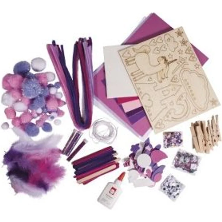 Mega-Bastelbox Unicorn 1.000 Teile, weiß/pink/lila Töne, Box