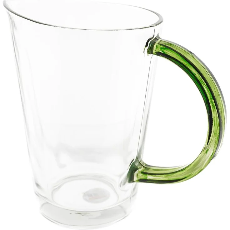 Karaffe mit Griff aus Glas, 1,3 Liter, 20x16 cm Transparent Glaskaraffe Grün – Bild 1
