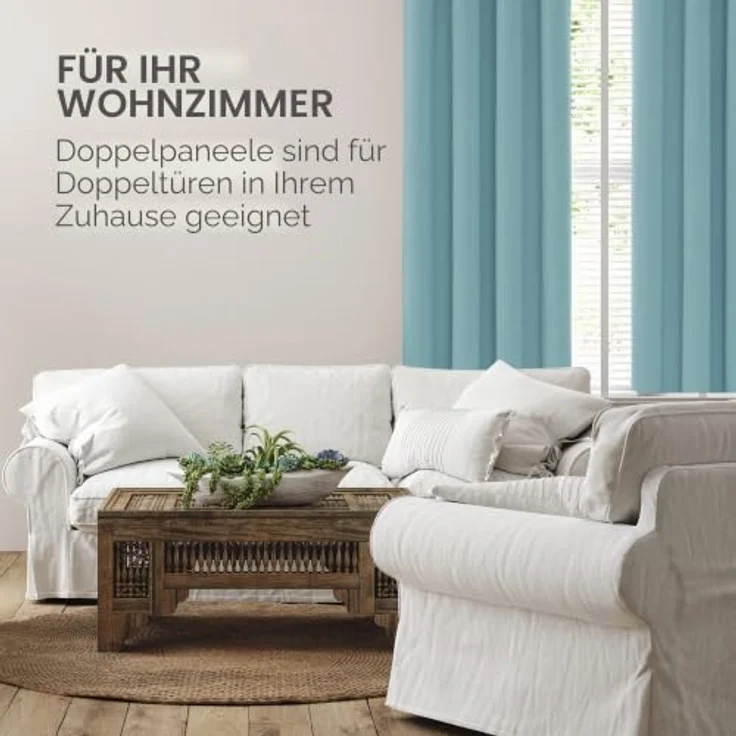 Deconovo Blickdichte Gardinen mit Ösen Verdunklung Thermovorhang Himmelblau | 1 Stück, H240 x B140 cm, Ösenschal, Kälteschutz und Hitzeschutz, Abdunkelnd, Sichtschutz für Schlafzimmer, Blackout Curtain – Bild 5