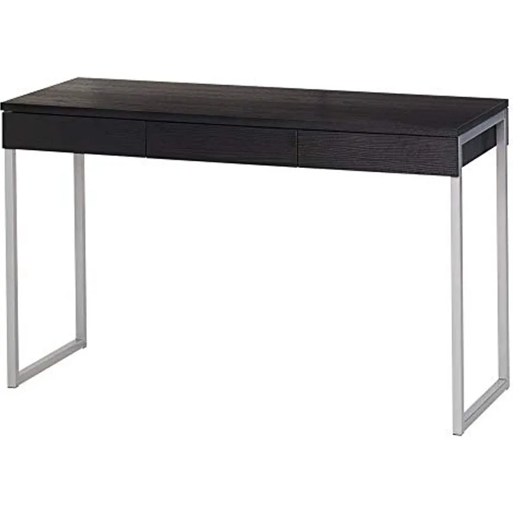 Linearer Schreibtisch mit drei Schubladen, Holzoptik schwarz, 125 x 76 x 51 cm