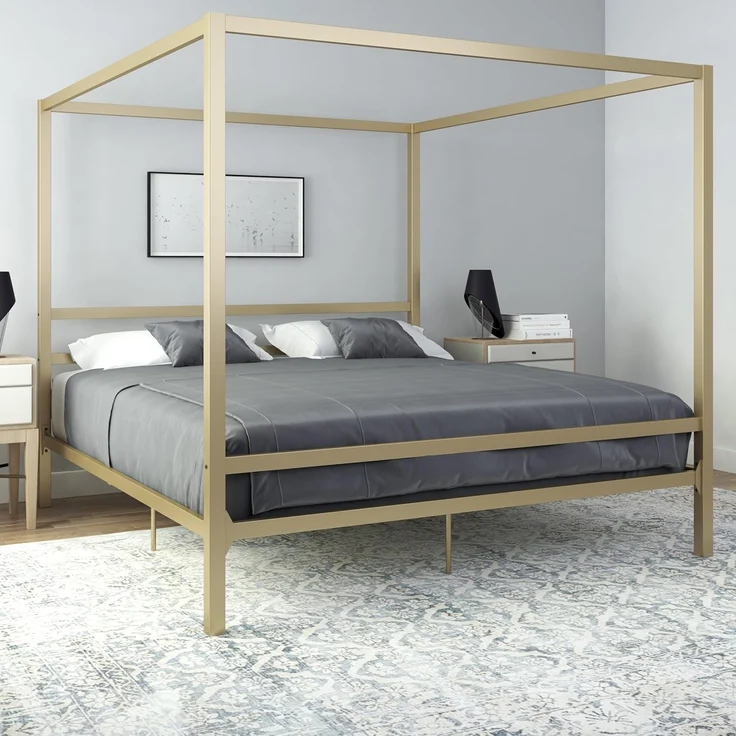 DHP Furniture Modern Canopy Gold Metal Bed Superking – Bild 1