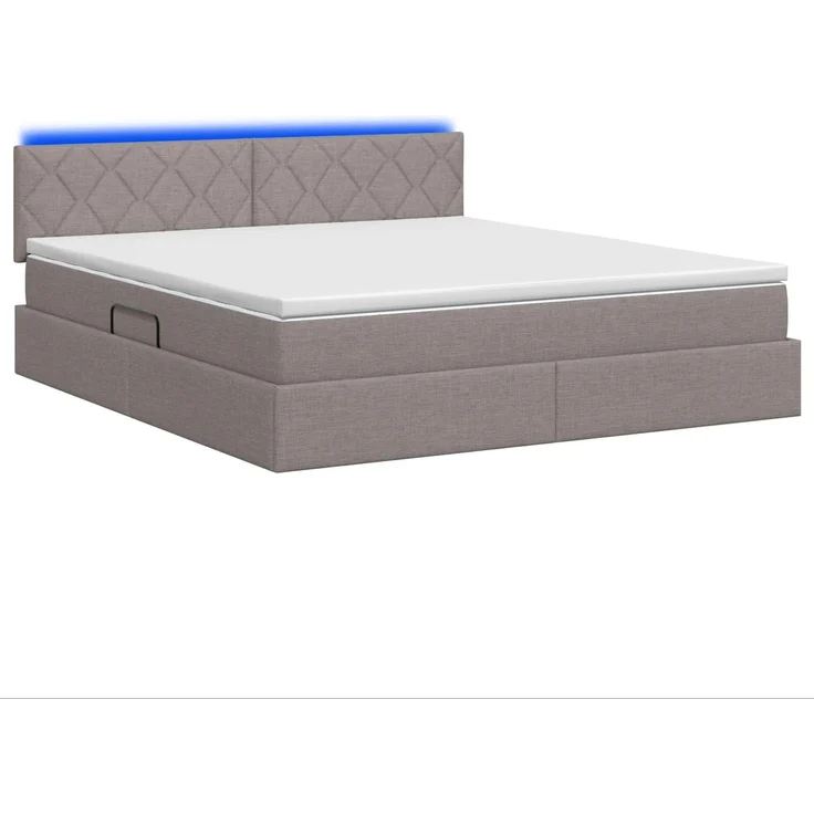 vidaXL LED-Speicherbett mit Matratze Taupe 160 x 200 cm Stoff 3459138 – Bild 9