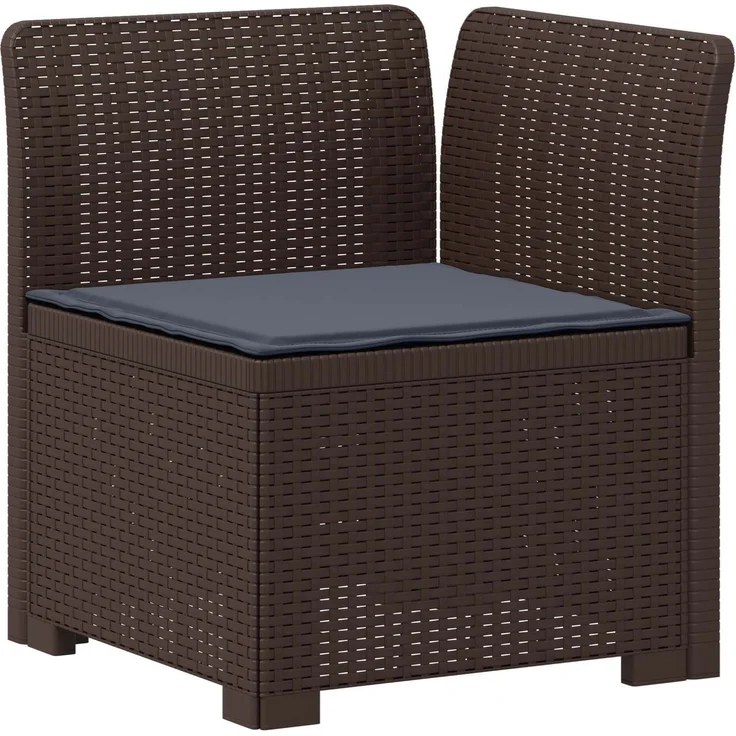 vidaXL 5-Sitzer Gartensofa mit Kissen Rattan-Look PP Braun 3444077 – Bild 5